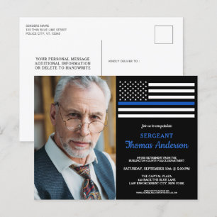 Modern Police Officer Custom Photo Retirement Invitation Postcard