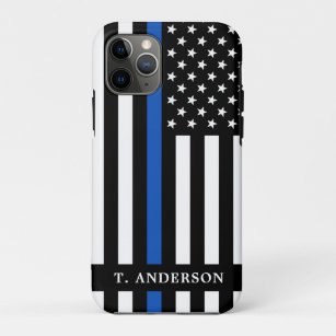 Modern Police Officer Personalized Thin Blue Line  Case-Mate iPhone Case