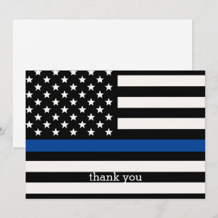 Modern Police Officer Personalized Thin Blue Line Thank You Card