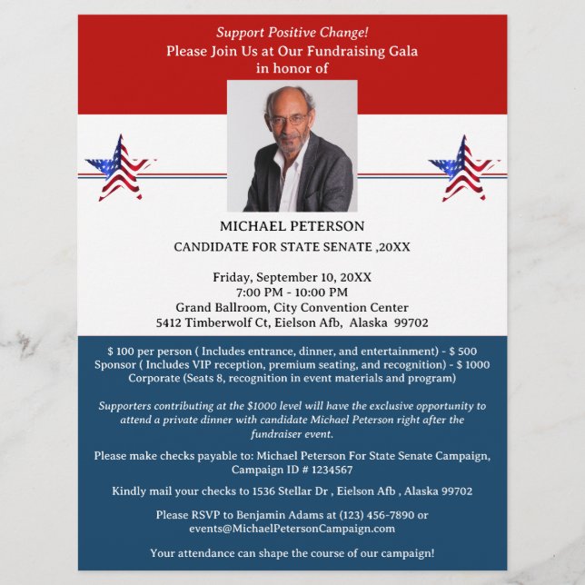 Modern Political Campaign fundraiser Event  Flyer (Front)