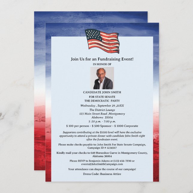 Modern Political Fundraiser Event Invitation (Front/Back)