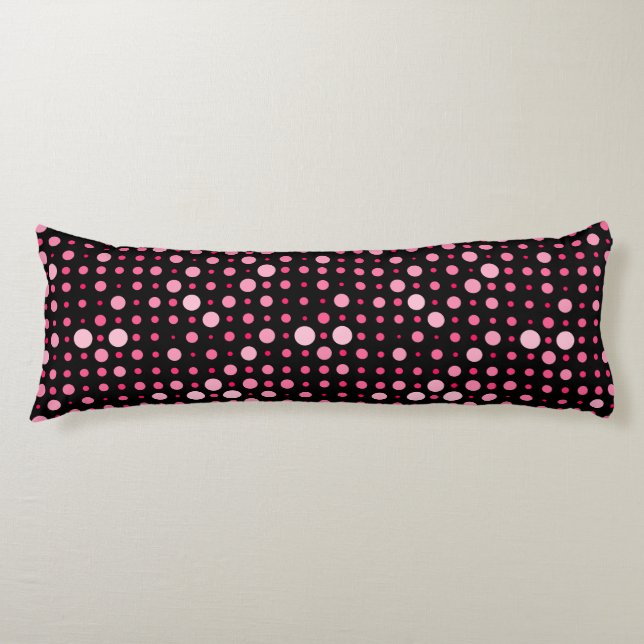 Modern Polka Dot 01.Pink Black BG Body Pillow (Front)