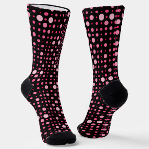 Modern Polka Dot 01.Pink Black BG Socks