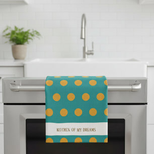 Modern Polka Dot Kitchen Towel, Personalized Towel