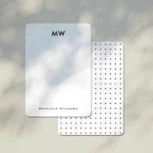 Modern Polka Dot Monogrammed Initial & Name Card