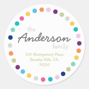 Modern Polka Dots Address Label Sticker