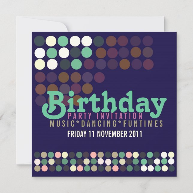Modern Polka Dots Birthday Party Invitation (Front)
