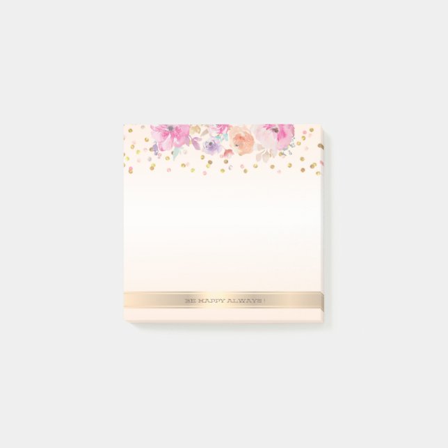 Modern Polka Dots,Confetti,Flowers -Personalized Post-it Notes (Front)