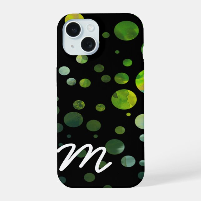 Modern polka dots pattern iPhone 15 case (Back)