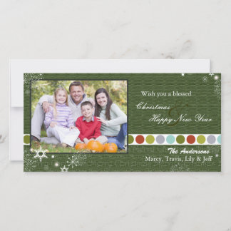 Modern Polka Dots & Snowflakes Christmas Photo Holiday Card