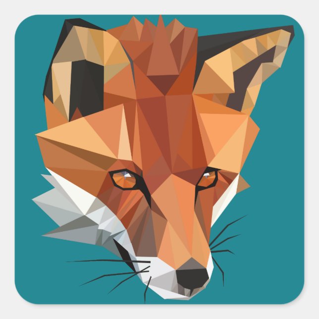 Modern Polygon Fox Custom Square Sticker (Front)