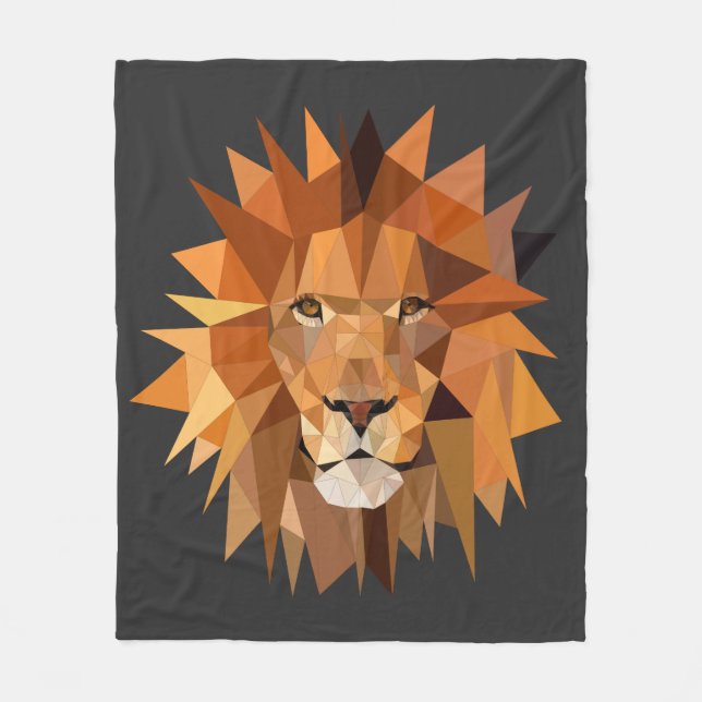 Modern Polygon Lion Custom Fleece Blanket (Front)