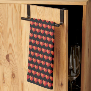 Modern polygonal crystal red heart  kitchen towel