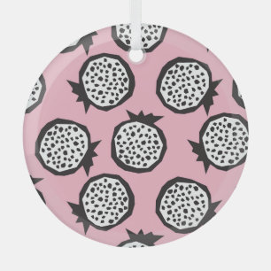 Modern Pomegranate: Abstract Seamless Style Glass Ornament
