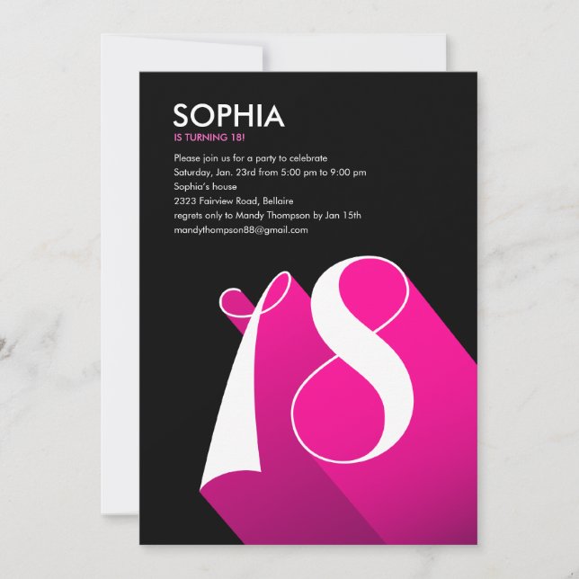 Modern Pop 18th Birthday Party Invitations (Front)