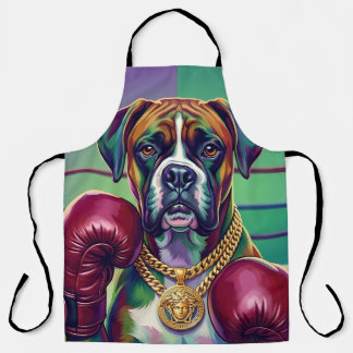 Modern Pop Art Boxer Dog Boxing Athlete Apron