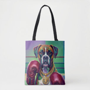 Modern Pop Art Boxer Dog Boxing Athlete Tote Bag