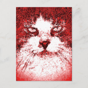 Modern Pop Art Cat Red Postcard