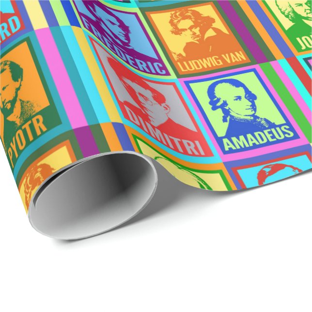 Modern Pop Art Classical Music Composers Wrapping Paper (Roll Corner)