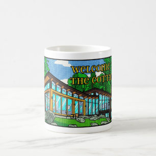 Modern Pop Art Forest Cabin Mid-Century Comic Coffee Mug
