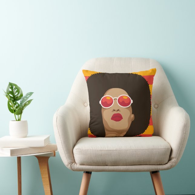 Modern Pop Art Girl Throw Pillow (Chair)