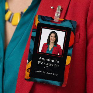 Modern Pop Art Retro Colorful Hair Makeup Badge