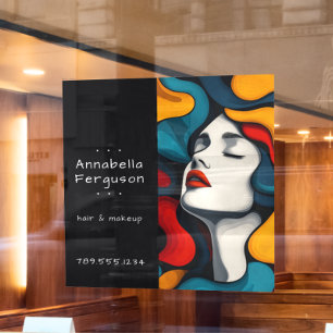 Modern Pop Art Retro Colorful Hair Makeup Window Cling