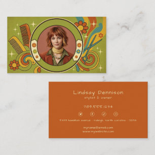 Modern Pop Art Retro Seventies Hair Photo Business Card