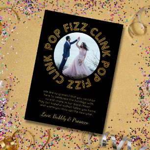 Modern Pop Fizz Clink Typography Happy New Year Holiday Card