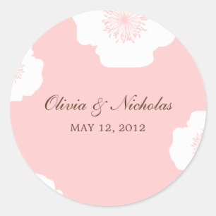 Modern Poppies Favour Stickers - Pink