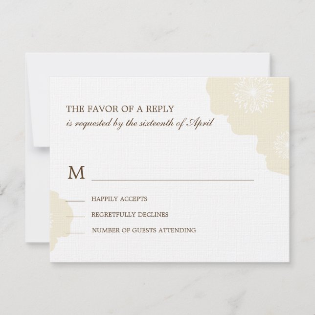 Modern Poppies Wedding RSVP Card - Almond (Front)