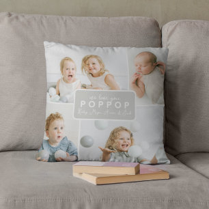Modern Poppop 4 Photo Grey Throw Pillow