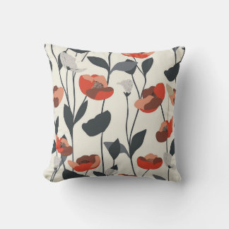 Modern Poppy Floral Stylish Home Decor Cushion