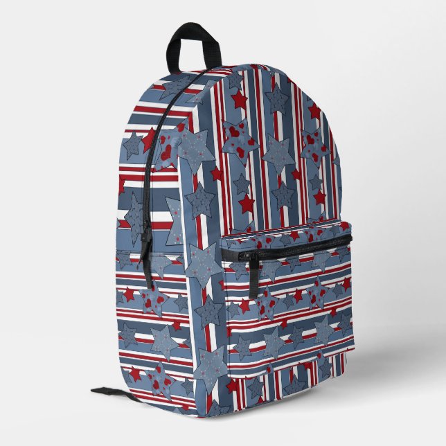 Modern Popular Patriotic Youth Stars Printed Backpack (Back Corner Left)