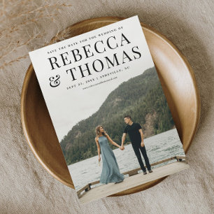 Modern portrait photo wedding save the date magnetic invitation