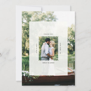 Modern Postage Stamp Wedding Thank You Photo Card