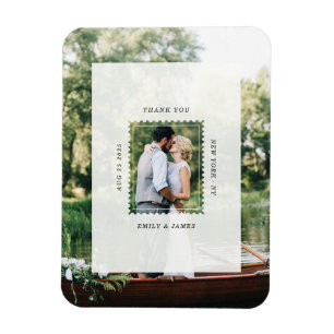 Modern Postage Stamp Wedding Thank You Photo Magnet