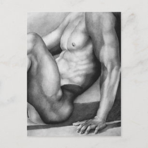 Modern Postcard Hand-drawn Art Male Bodybuilder