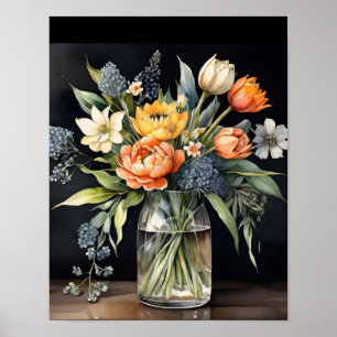 Modern poster art print flowers