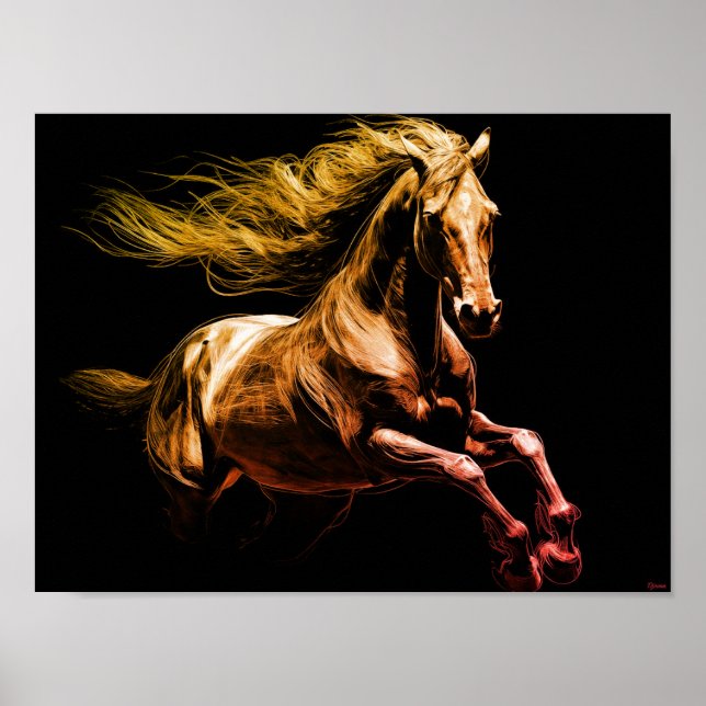 Modern poster art print horse running (Front)