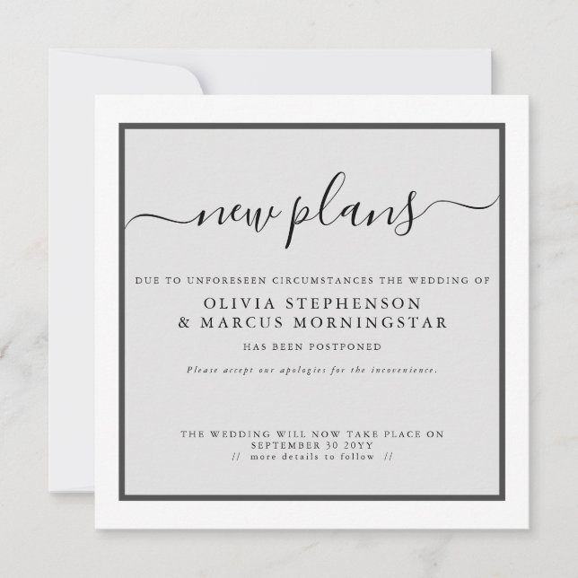 Modern Postponed Event Announcement New Plans (Front)