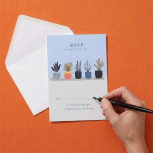 Modern Potted House Plants RSVP Card