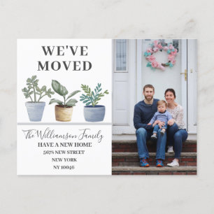 Modern Potted Plants We've Moved Announcement Postcard