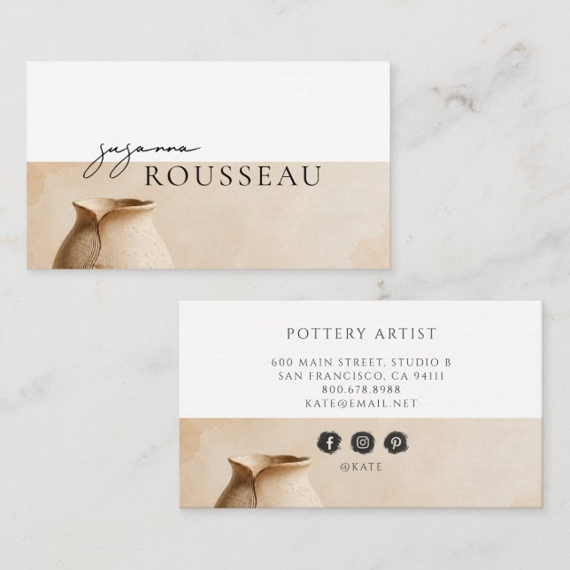 Modern Pottery Artist  Business Card (Front/Back)