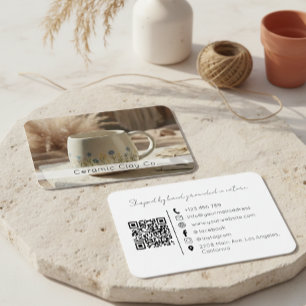 Modern Pottery Handmade Ceramic Clay QR Code  Business Card