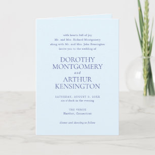 Modern Powder Blue QR Code Elegant Wedding Invitation