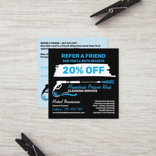Modern Power House Cleaning Pressure Washing Referral Card (Front/Back In Situ)