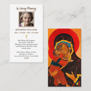 Modern Prayer Card Orthodox Icon Virgin Madonna