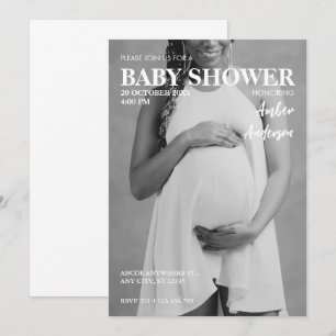 Modern pregnant photo magazine style baby shower invitation