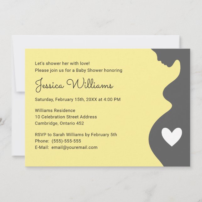Modern Pregnant Woman Gender Neutral Baby Shower Invitation (Front)
